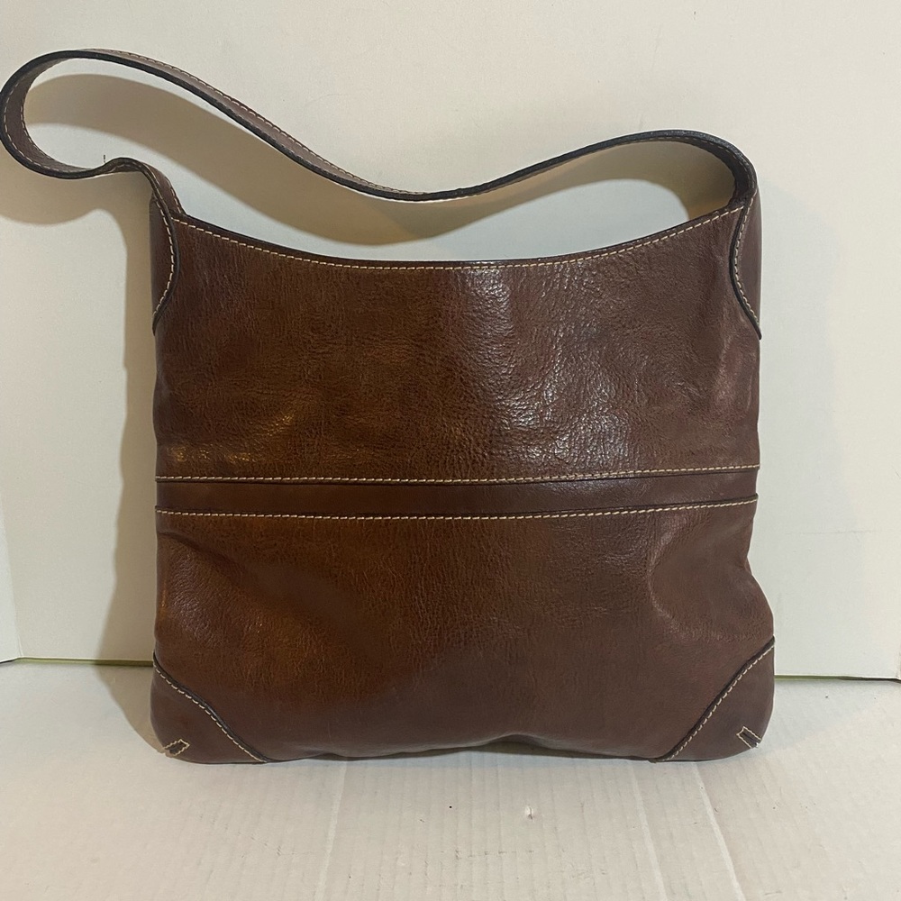 Barneys brown distressed leather shoulder bag